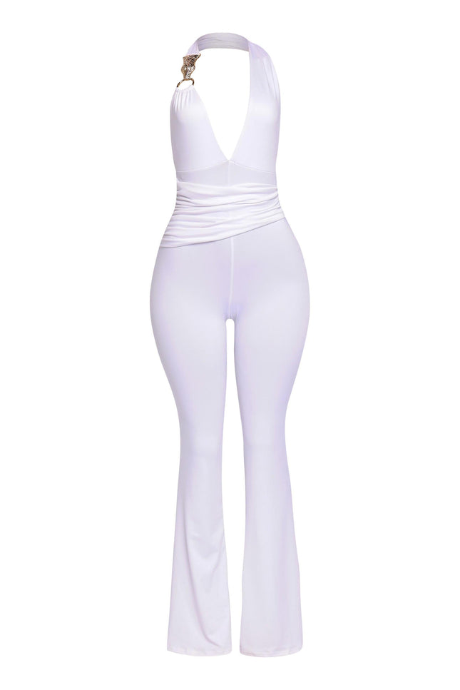 Show Off Hours Backless Halter Jumpsuit. - Muvin 