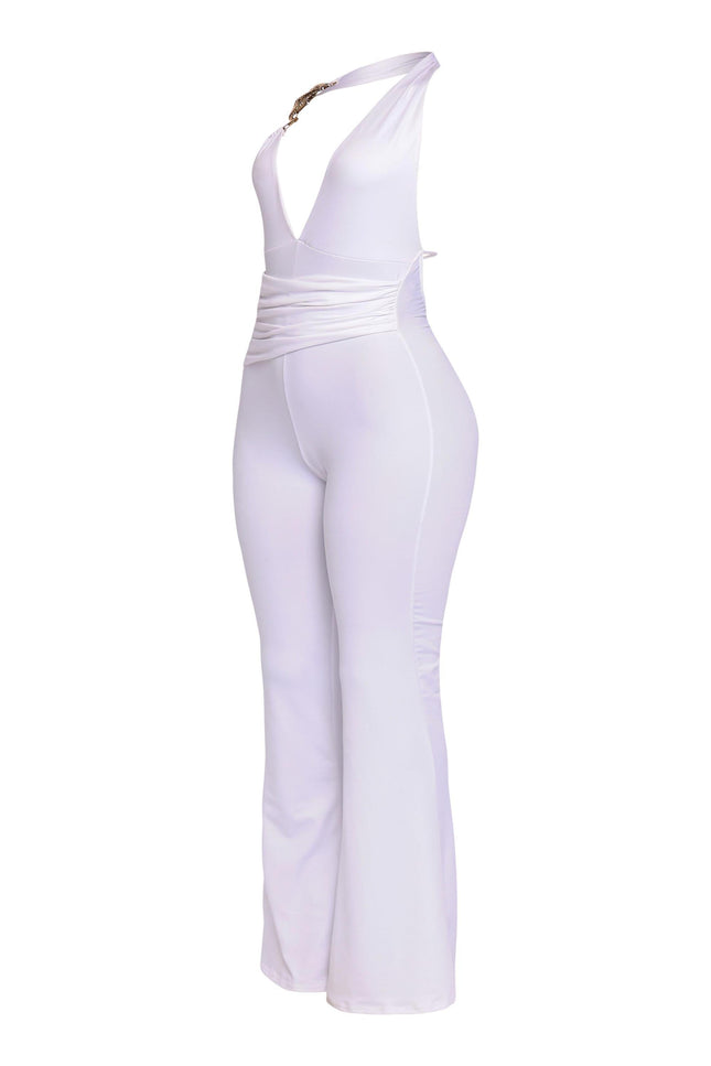 Show Off Hours Backless Halter Jumpsuit. - Muvin 