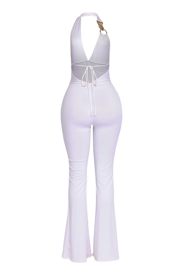 Show Off Hours Backless Halter Jumpsuit. - Muvin 