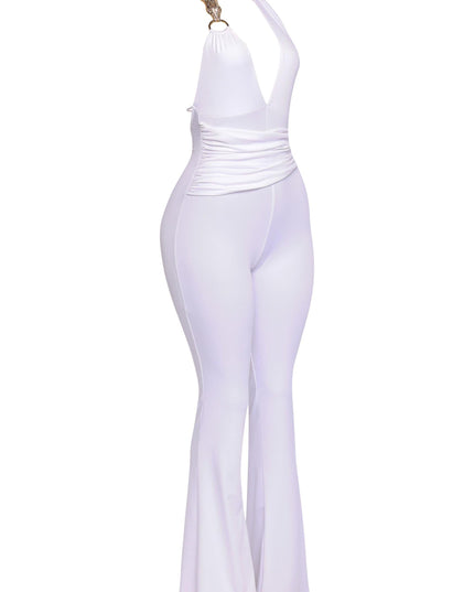 Show Off Hours Backless Halter Jumpsuit. - Muvin 