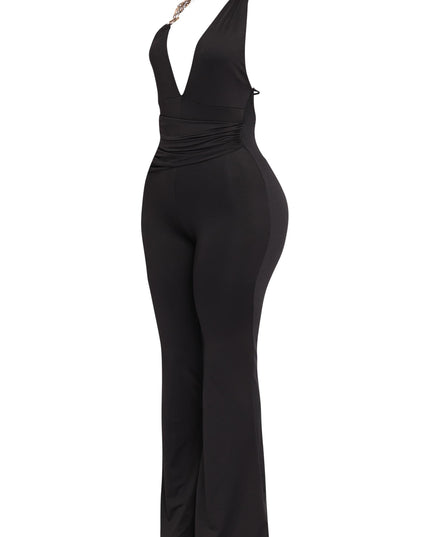 Show Off Hours Backless Halter Jumpsuit. - Muvin 