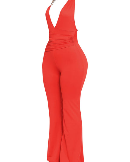 Show Off Hours Backless Halter Jumpsuit - Muvin 