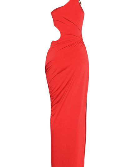 Asymmetric Cut-Out Maxi Dress with Draped Detail. - Muvin 