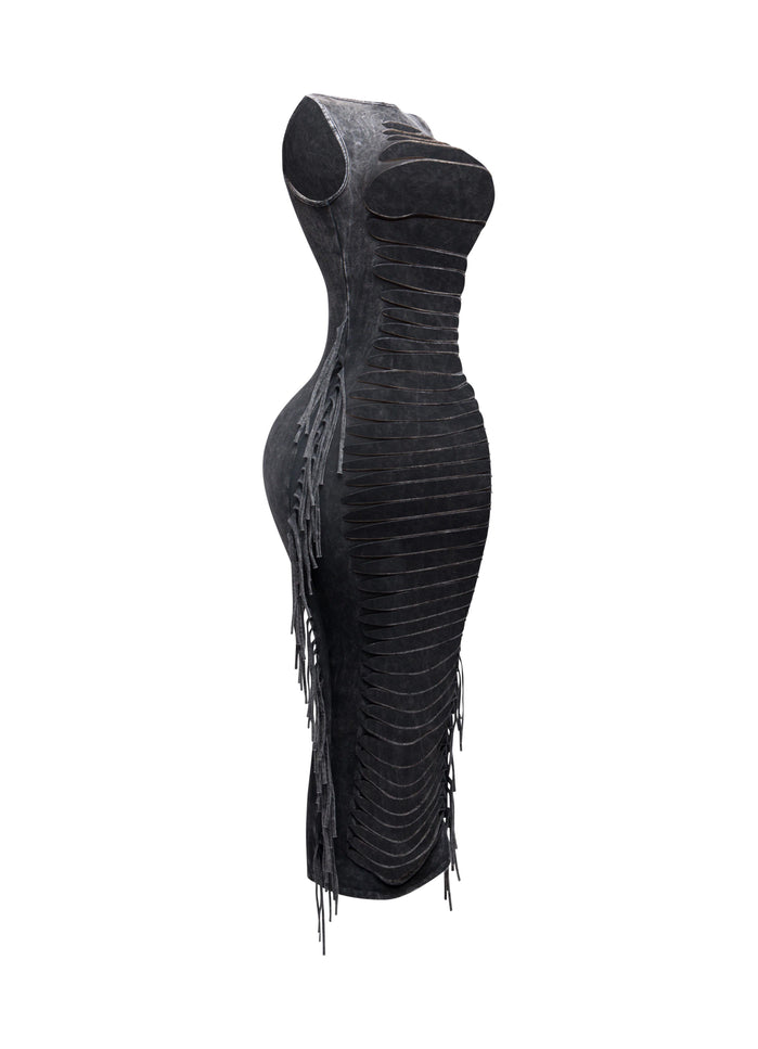 Fringe cut out maxi dress - Muvin 