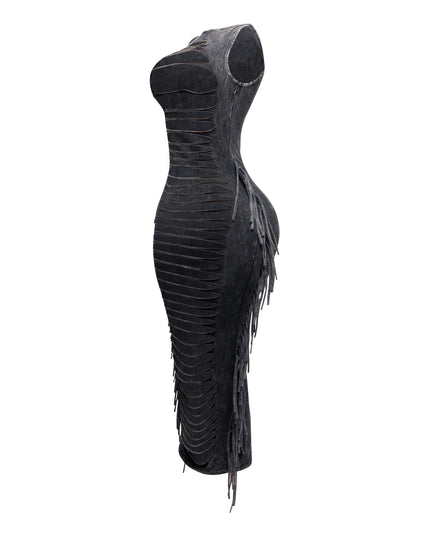 Fringe cut out maxi dress - Muvin 