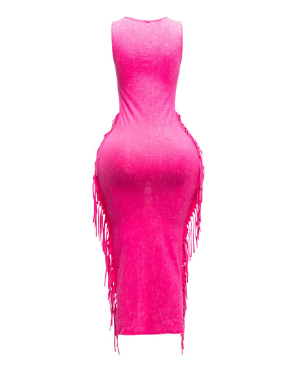 Fringe cut out maxi dress - Muvin 
