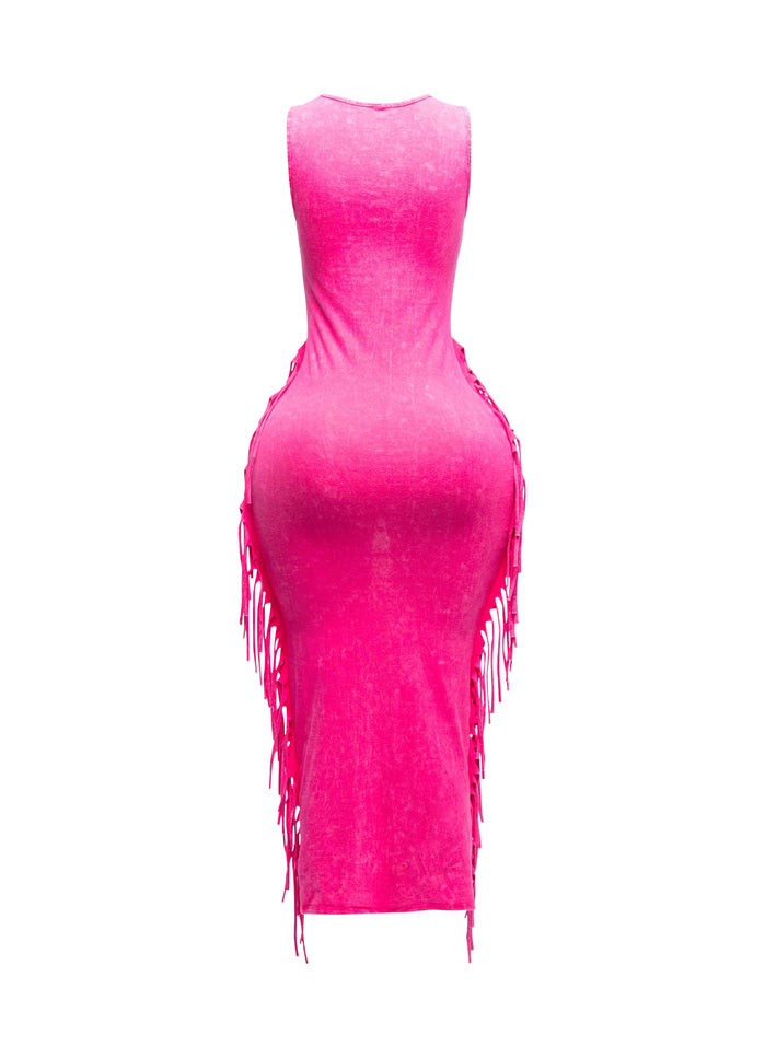 Fringe cut out maxi dress - Muvin 