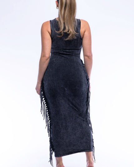 Fringe cut out maxi dress - Muvin 