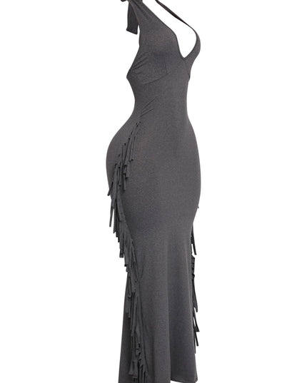 Fringe Theory Halter Maxi Dress. - Muvin 