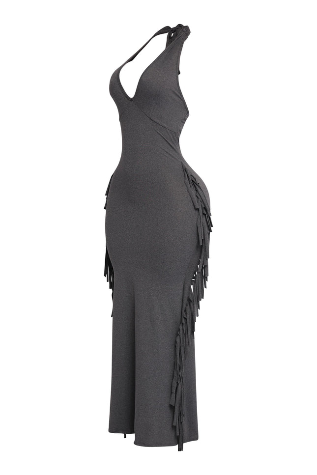 Fringe Theory Halter Maxi Dress. - Muvin 