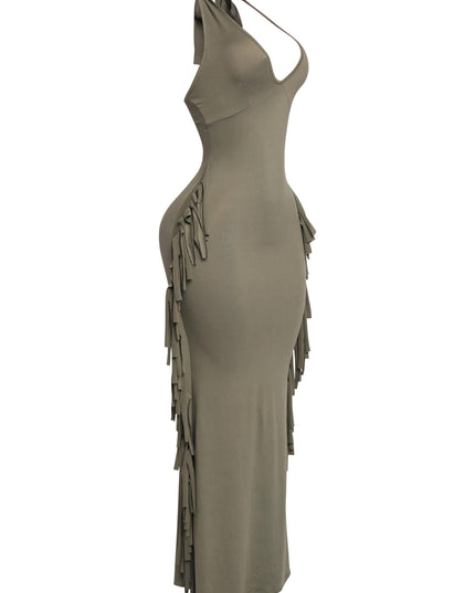 Fringe Theory Halter Maxi Dress. - Muvin 