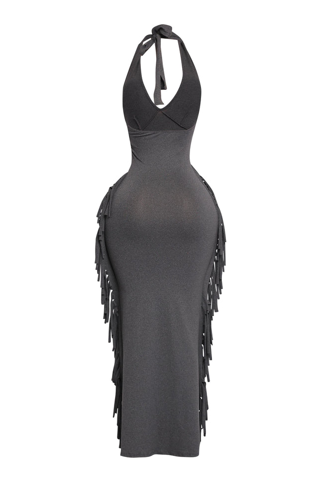 Fringe Theory Halter Maxi Dress - Muvin 
