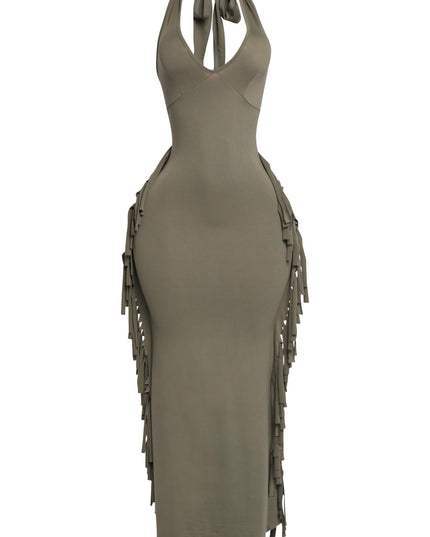 Fringe Theory Halter Maxi Dress - Muvin 