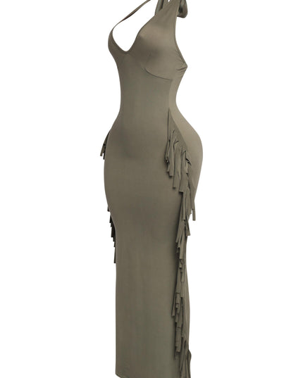 Fringe Theory Halter Maxi Dress - Muvin 