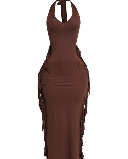 Fringe Theory Halter Maxi Dress - Muvin 