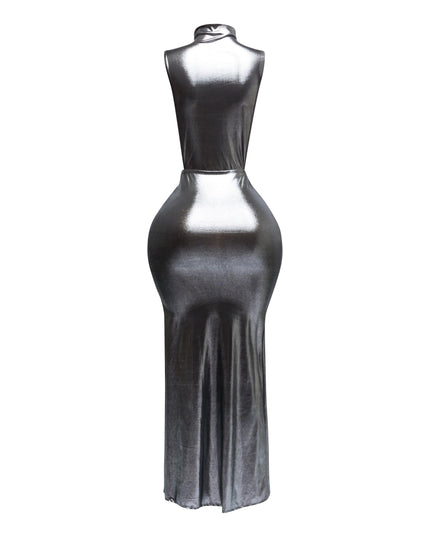 MOCK NECK AND TIED WAIST DRESS - Muvin 