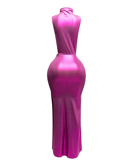 MOCK NECK AND TIED WAIST DRESS - Muvin 