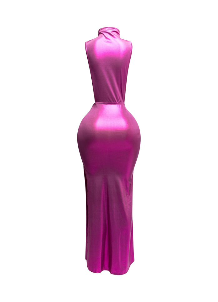 MOCK NECK AND TIED WAIST DRESS - Muvin 