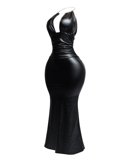 PU halter maxi dress - Muvin 
