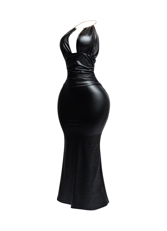 PU halter maxi dress - Muvin 
