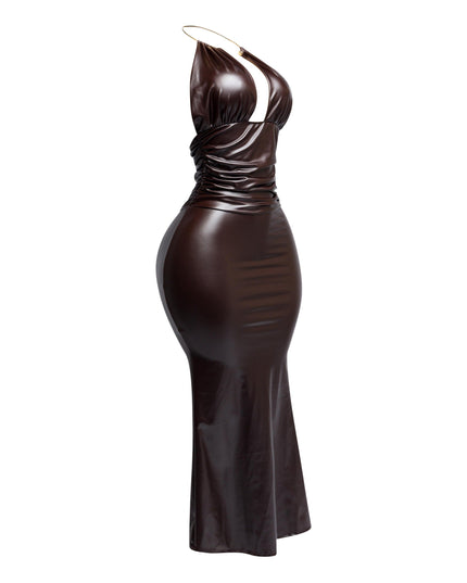 PU halter maxi dress - Muvin 