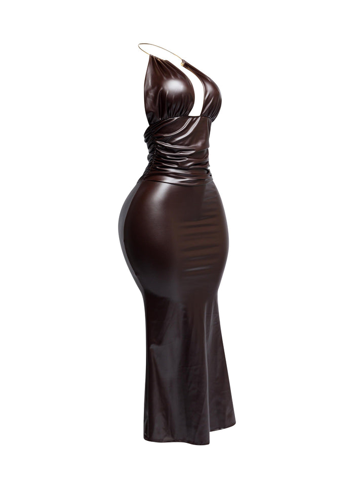 PU halter maxi dress - Muvin 