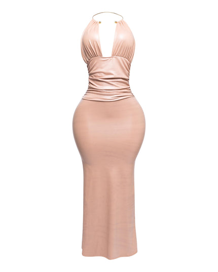 PU halter maxi dress - Muvin 