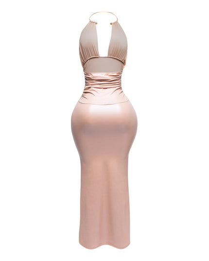 PU halter maxi dress - Muvin 