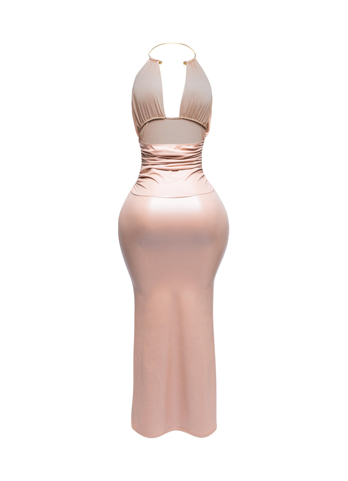 PU halter maxi dress - Muvin 