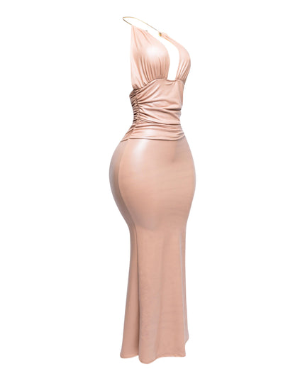 PU halter maxi dress - Muvin 
