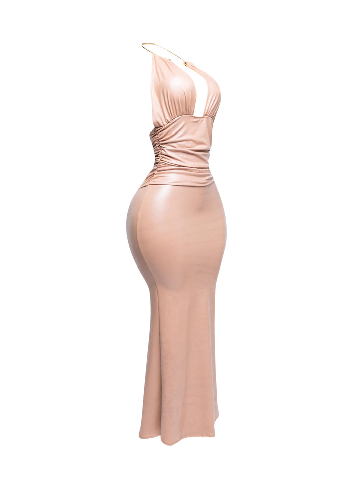 PU halter maxi dress - Muvin 