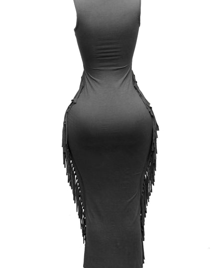 Sleeveless fringe maxi dress - Muvin 