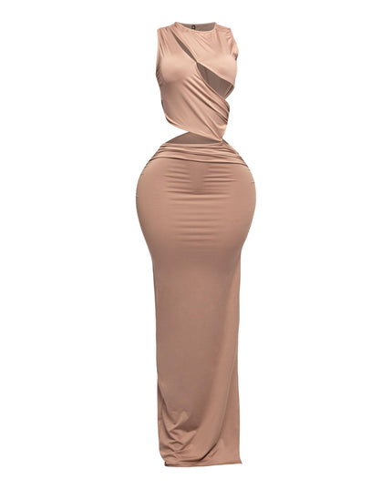 Sleeveless front & side cutout maxi dress - Muvin 