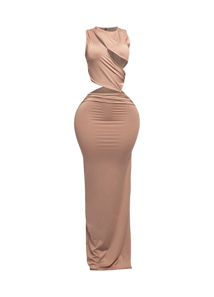 Sleeveless front & side cutout maxi dress - Muvin 
