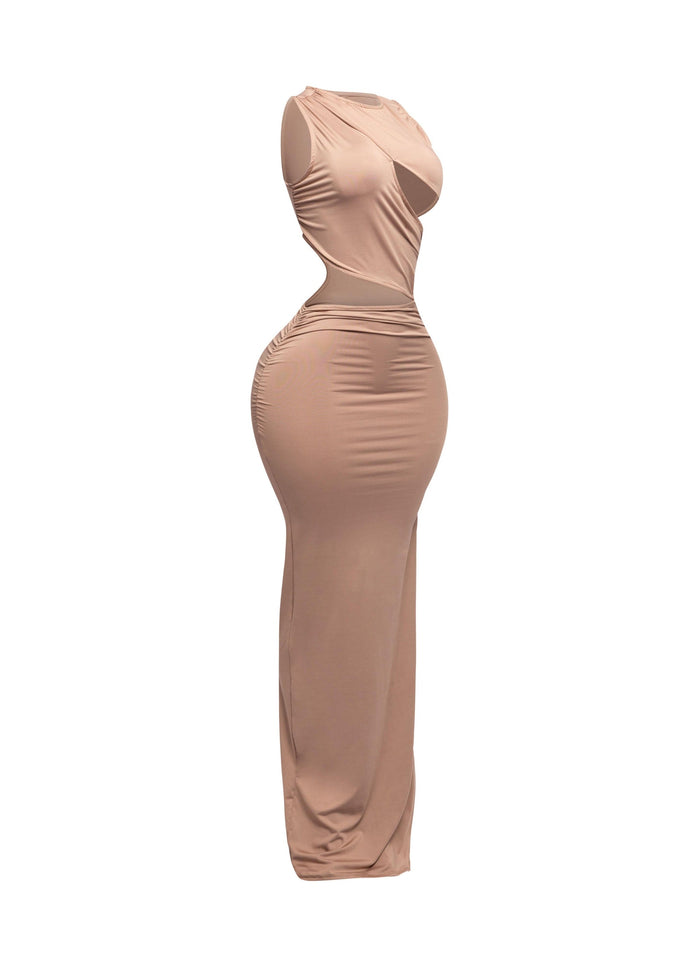 Sleeveless front & side cutout maxi dress - Muvin 