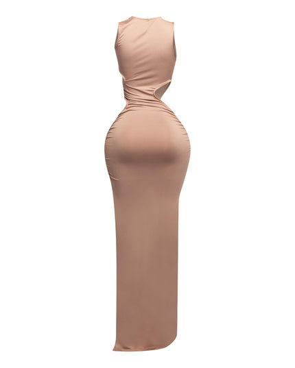 Sleeveless front & side cutout maxi dress - Muvin 