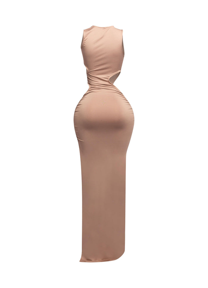 Sleeveless front & side cutout maxi dress - Muvin 