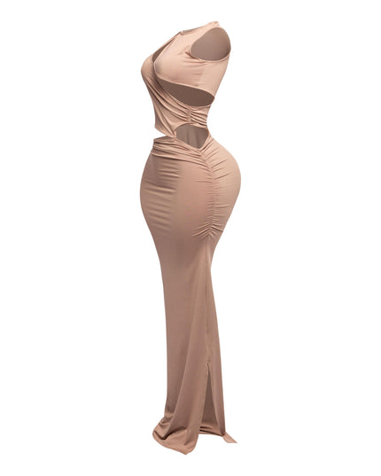 Sleeveless front & side cutout maxi dress - Muvin 