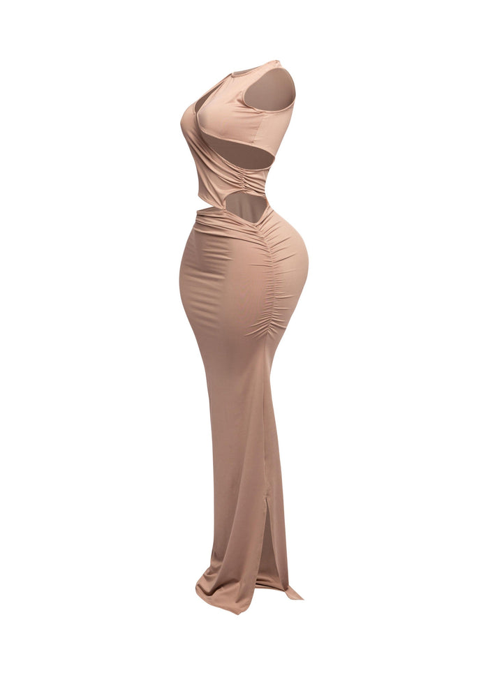 Sleeveless front & side cutout maxi dress - Muvin 