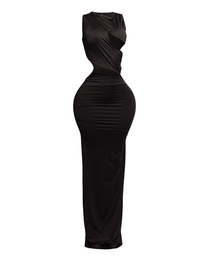 Sleeveless front & side cutout maxi dress - Muvin 