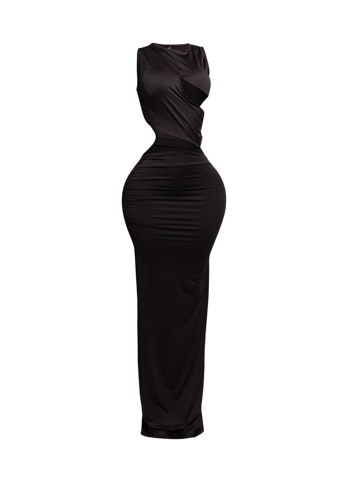 Sleeveless front & side cutout maxi dress - Muvin 