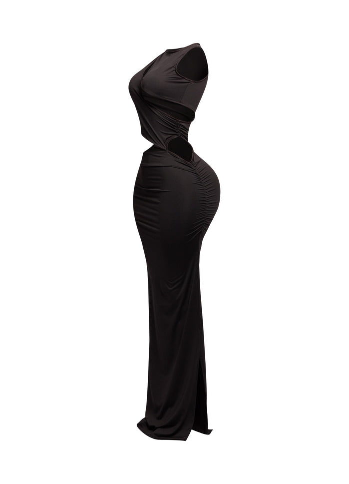 Sleeveless front & side cutout maxi dress - Muvin 