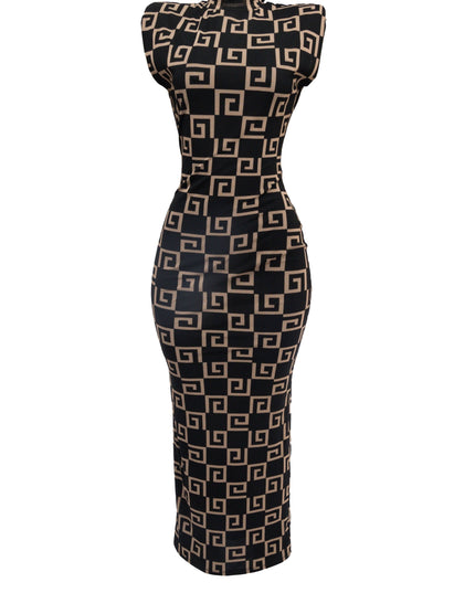 Sleeveless sheer mesh maxi dress - Muvin 