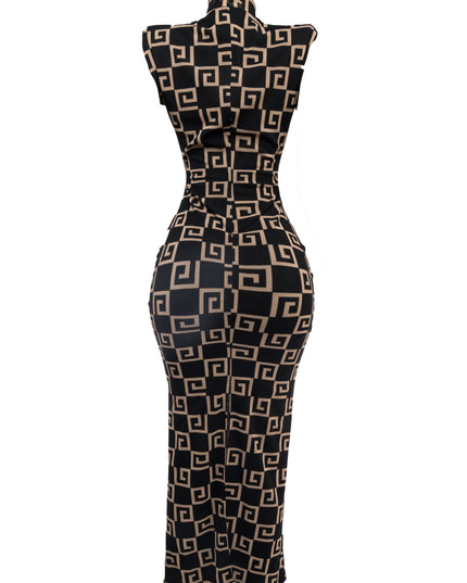 Sleeveless sheer mesh maxi dress - Muvin 