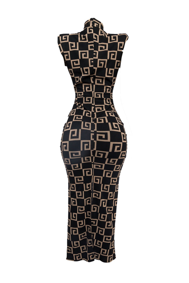 Sleeveless sheer mesh maxi dress - Muvin 