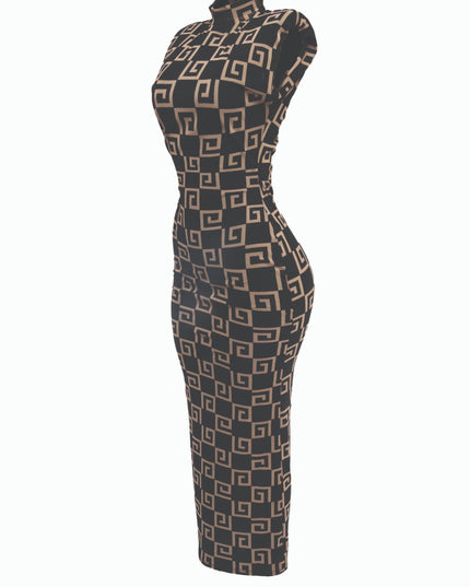 Sleeveless sheer mesh maxi dress - Muvin 
