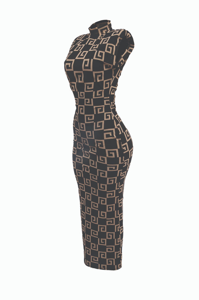 Sleeveless sheer mesh maxi dress - Muvin 