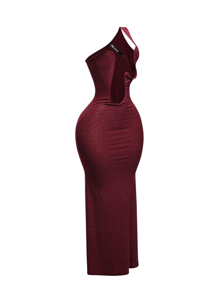 Wavy wired one shoulder maxi dress - Muvin 