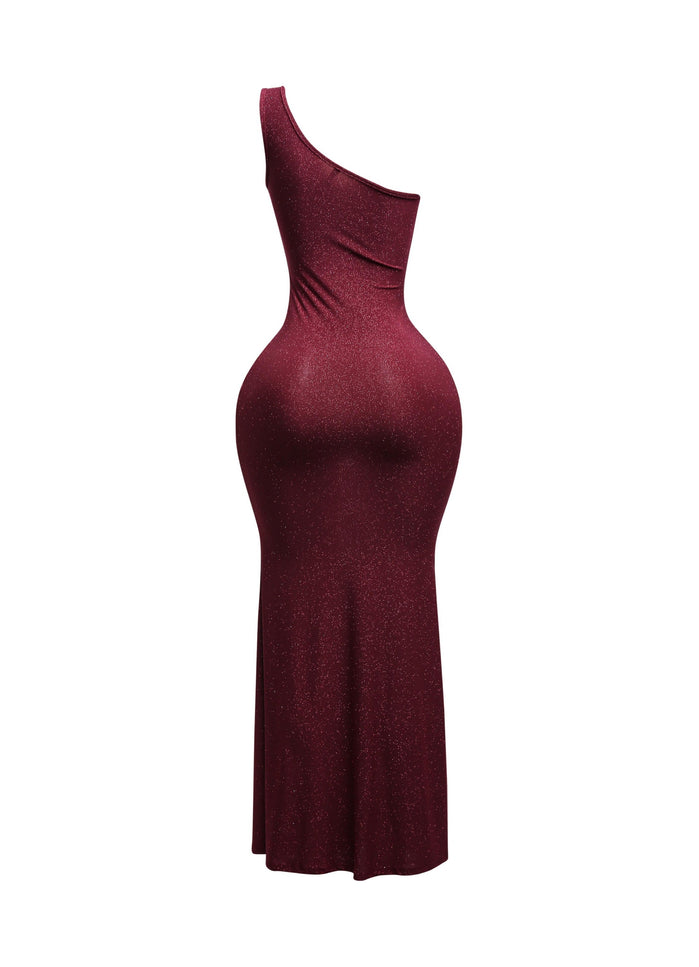 Wavy wired one shoulder maxi dress - Muvin 