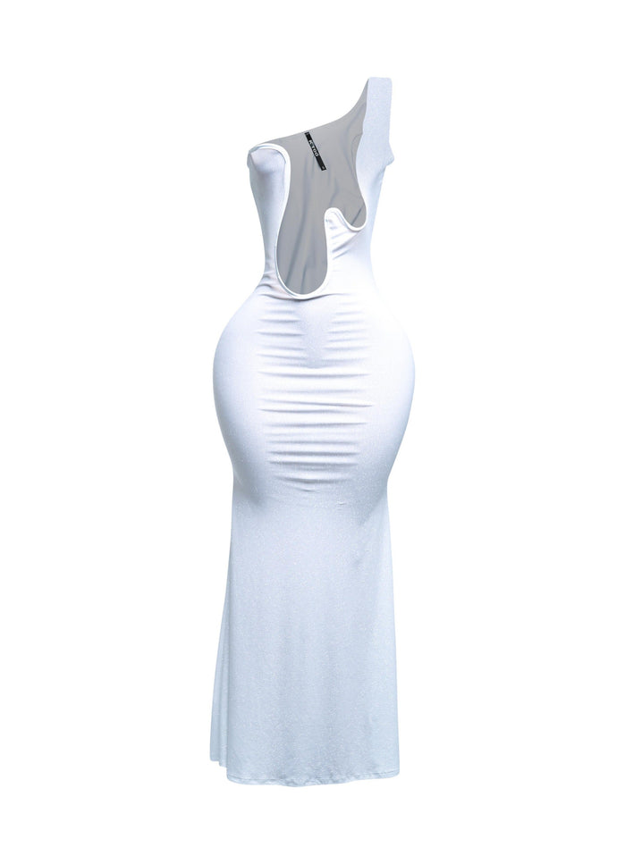 Wavy wired one shoulder maxi dress - Muvin 